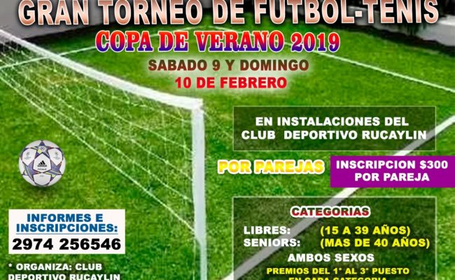 FUTBOL-TENIS-  MAÑANA VIERNES CIERRAN LAS INSCRIPCIONES