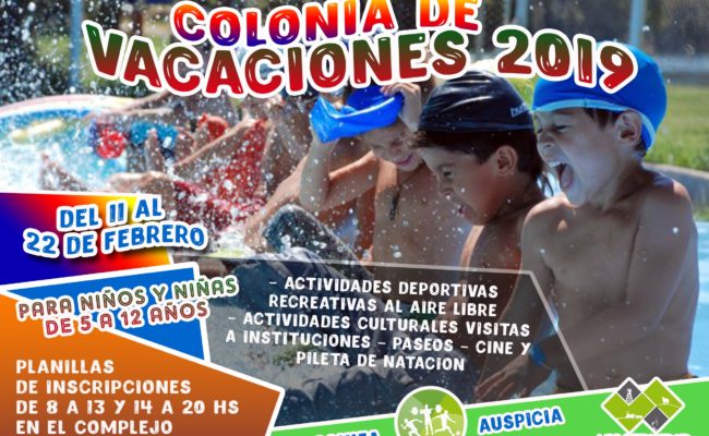 EL LUNES 11 SE INICIA LA  COLONIA  DE  VACACIONES 2019
