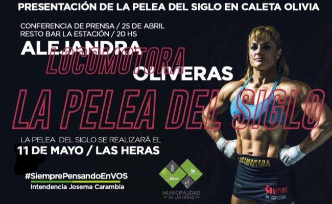 La “Locomotora” Oliveras presentará la Pelea del Siglo en Caleta Olivia